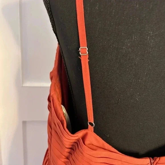 Azazie Paprika Aline Pleated Chiffon Dress in Size A16 - Picture 9 of 11